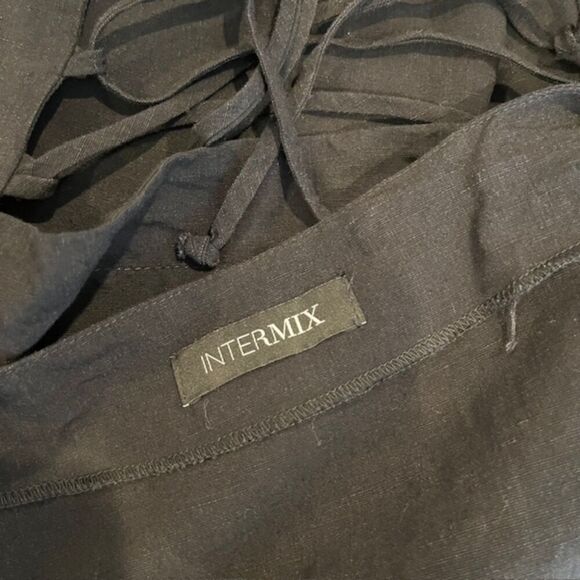 INTERMIX Marseille Lace-Up Top Black Tie Front Lace Back Scoop Neck Size Small - Picture 7 of 12